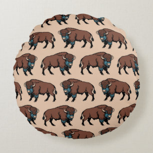 Coussins Ronds Motif de bison de Buffalo
