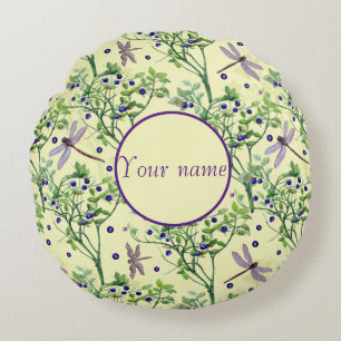 Coussins Ronds Motif de bleuets avec libellules