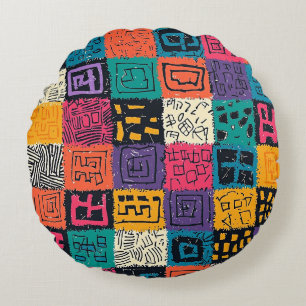 Coussins Ronds Motif de boîte colorée vibreant (1)
