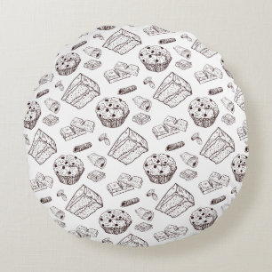 Coussins Ronds Motif de boulangerie d'art en ligne de chocolat et