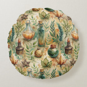 Coussins Ronds Motif de bouteilles appothécaires vintages (6)