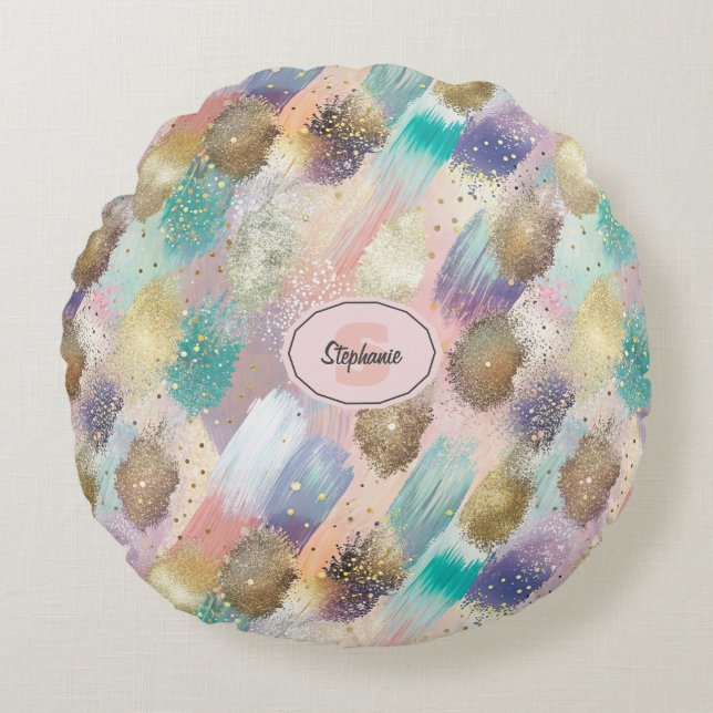 Coussins Ronds Motif de brosse diagonale dynamique (Devant)