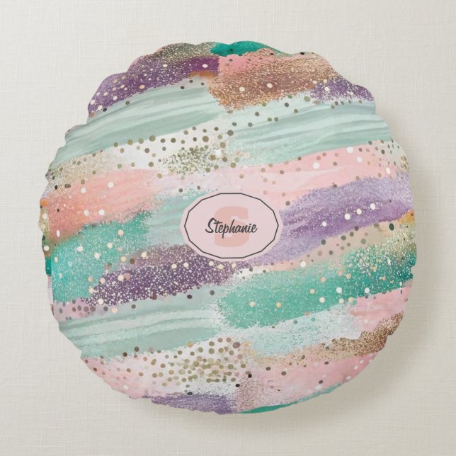 Coussins Ronds Motif de brosse diagonale dynamique (2) (Devant)