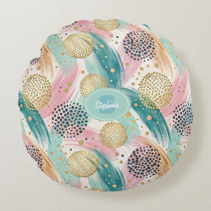 Coussins Ronds Motif de brosse et de point Abstrait - Accents Gol