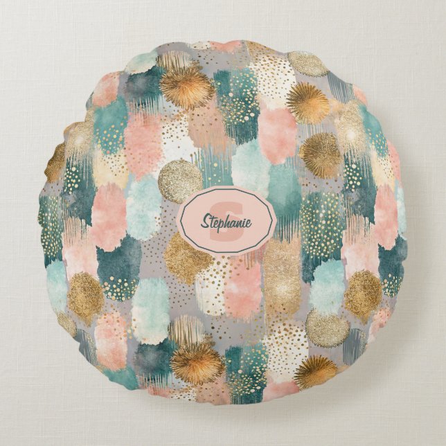 Coussins Ronds Motif de brosse vertical dynamique (2) (Devant)