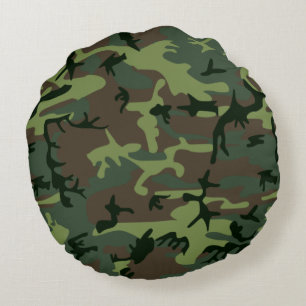 Coussins Ronds Motif de brun de vert de Camo de camouflage