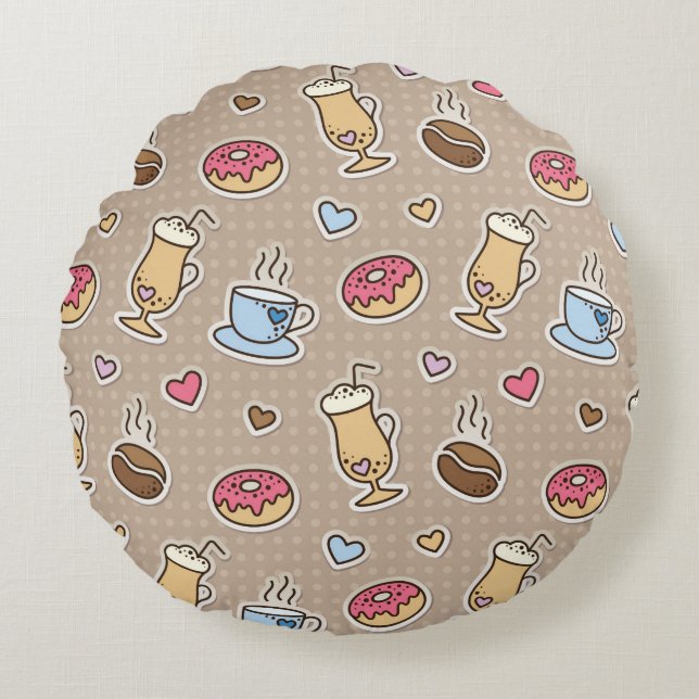 Coussins Ronds Motif de café (Devant)