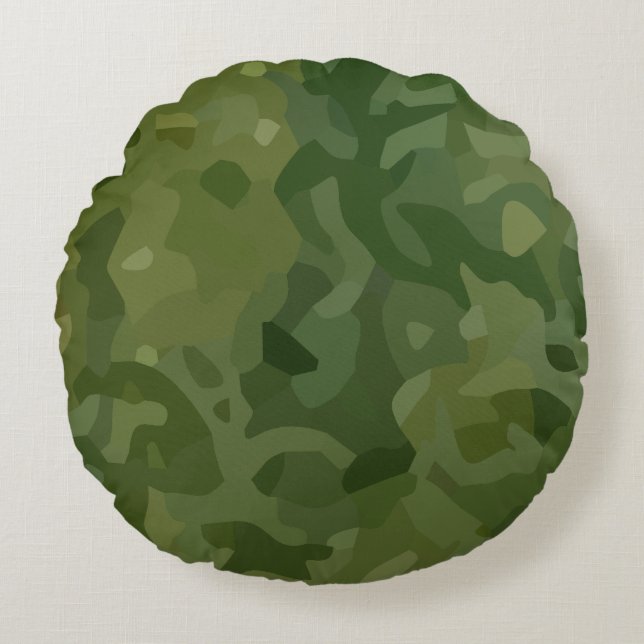 Coussins Ronds Motif de camouflage vert olive (Devant)
