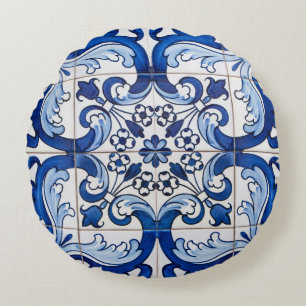 Coussins Ronds Motif de carreaux Macau Azulejo