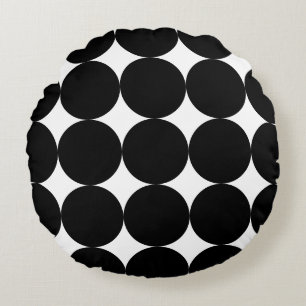 Coussins Ronds Motif de cercle géométrique noir blanc rétro