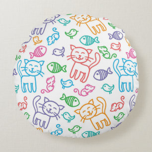 Coussins Ronds motif de chat