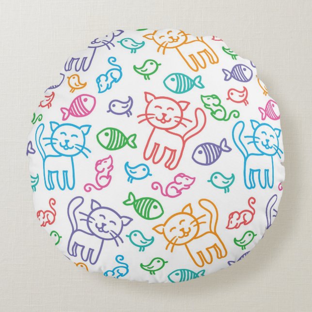 Coussins Ronds motif de chat (Devant)