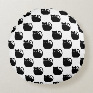 Coussins Ronds Motif de chats noirs mignons