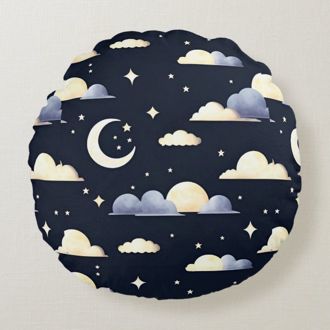 Coussins Ronds Motif de ciel nocturne (Devant)