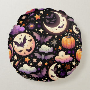 Coussins Ronds Motif de ciel nocturne fantaisiste d'Halloween