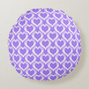 Coussins Ronds Motif de cœurs blancs violets