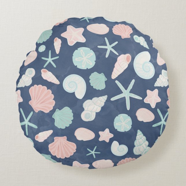 Coussins Ronds motif de coquillages (Devant)