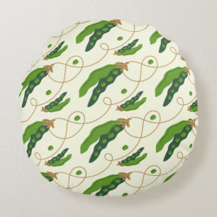Coussins Ronds Motif de cosse de pois vert frais
