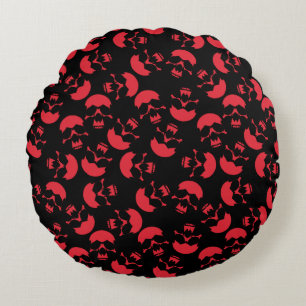 Coussins Ronds Motif de crâne esthétique noir et rouge