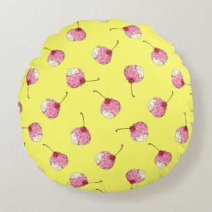 Coussins Ronds Motif de crème glacée hachée cerise