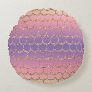 Coussins Ronds Motif de dégradé pastel à écailles de sirène de co