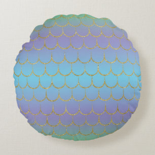 Coussins Ronds Motif de dégradé pastel à écailles de sirène de co