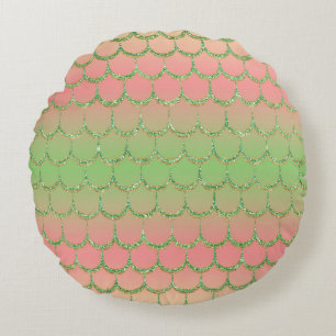 Coussins Ronds Motif de dégradé pastel à écailles de sirène de co