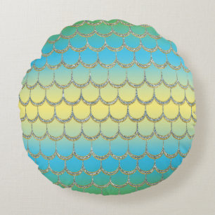 Coussins Ronds Motif de dégradé pastel à l'échelle de sirène de c