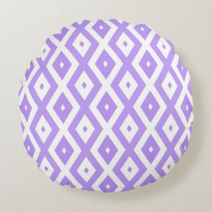 Coussins Ronds Motif de diamants violet et blanc