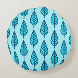 Coussins Ronds Motif de feuille de hêtre - Nuances de bleu ciel