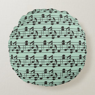 Coussins Ronds Motif de feuille de note de musique vert
