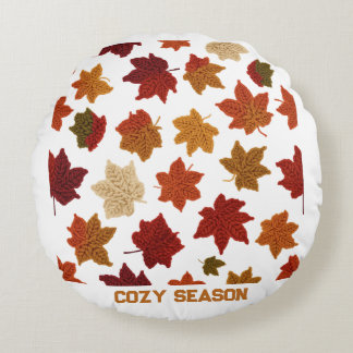 Coussins Ronds Motif de feuilles d'automne au crochet cosy Produi