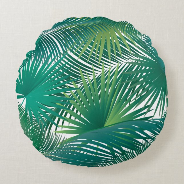 Coussins Ronds Motif de feuilles de palmier tropical tendance à l (Devant)