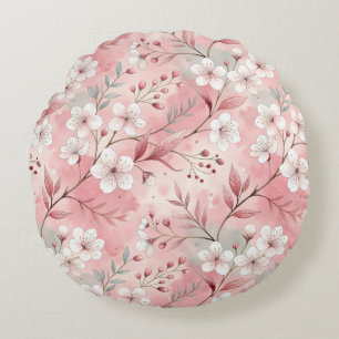Coussins Ronds Motif de fleur de cerisier rose