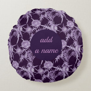 Coussins Ronds motif de fleur violette de chardon