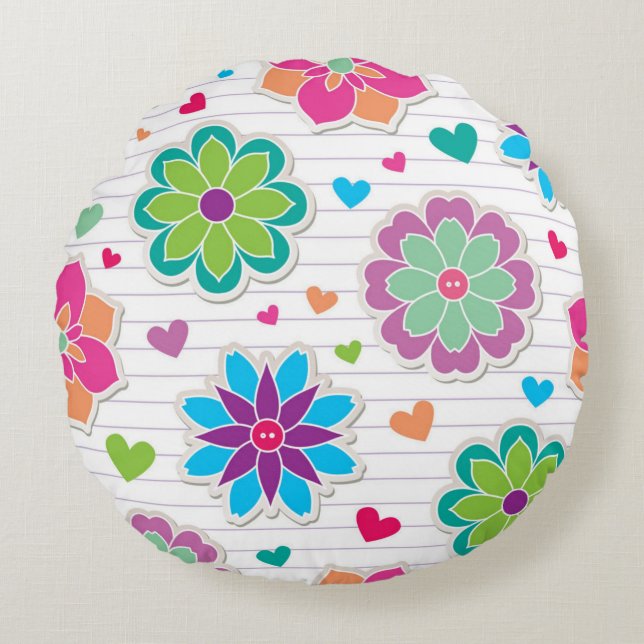 Coussins Ronds Motif de fleurs (Devant)