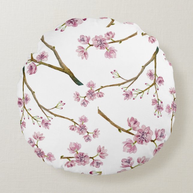 Coussins Ronds Motif de fleurs de cerisier de Sakura (Devant)