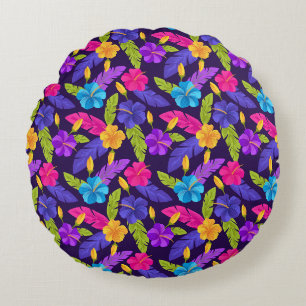 Coussins Ronds Motif de fleurs Feuilles colorées