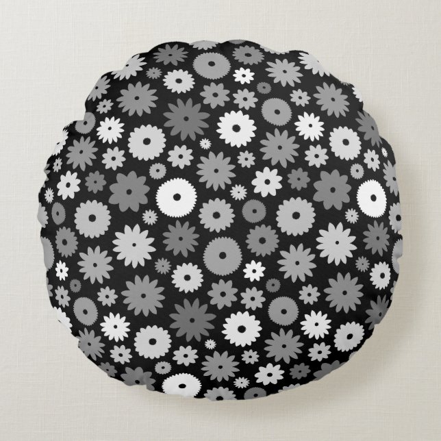 Coussins Ronds Motif de fleurs monochromes (Devant)