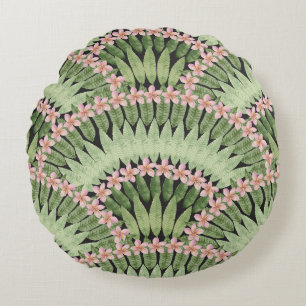 Coussins Ronds Motif de fleurs tropicales peintes à la main