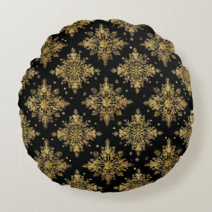 Coussins Ronds Motif de flocon de neige doré orné
