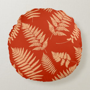 Coussins Ronds Motif de fougères de bois, Mandarin Orange