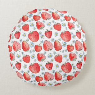 Coussins Ronds Motif de fraise fraîche et lumineuse en été. Ea