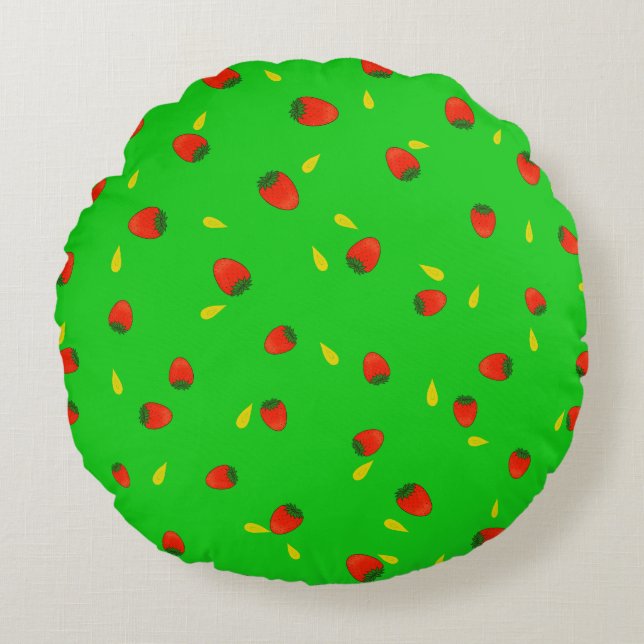 Coussins Ronds Motif de fraises (Devant)
