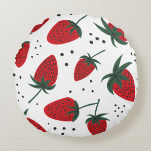 Coussins Ronds Motif de fruit frais rouge mignon à la fraise