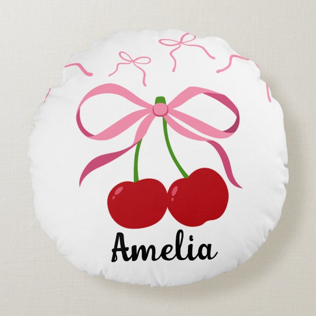 Coussins Ronds Motif de fruits Cerises Rouges  (Devant)
