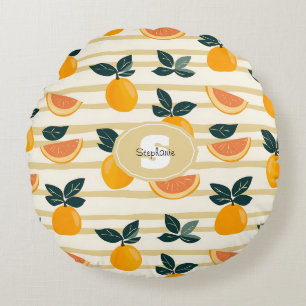 Coussins Ronds Motif de fruits d'agrumes avec Feuilles verts (4)