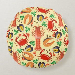 Coussins Ronds Motif de fruits de mer
