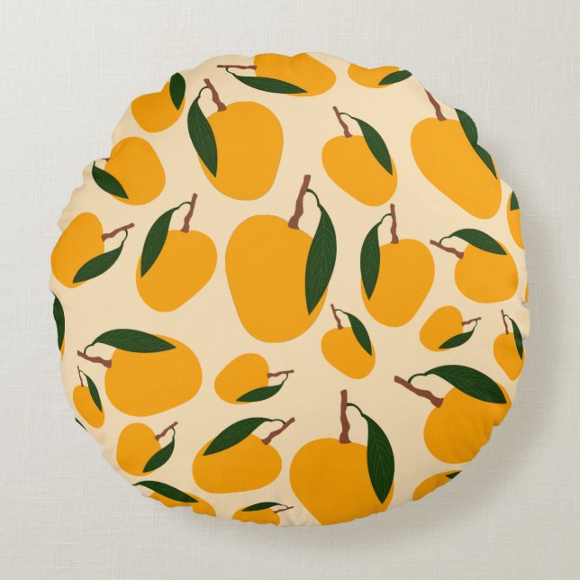 Coussins Ronds Motif de fruits d'été Mango (Devant)