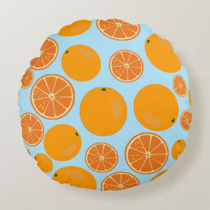 Coussins Ronds Motif de fruits orange